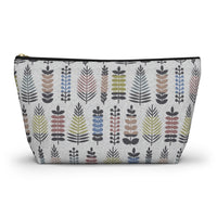 Stamped Leaves Accessory Pouch w T-bottom in Black